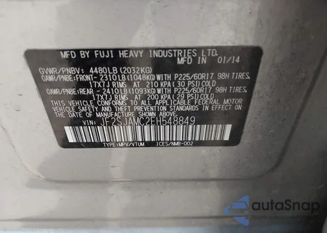 2014 Subaru Forester 2.5I Touring z USA, uszkodzony, nr VIN JF2SJAMC2EH548849